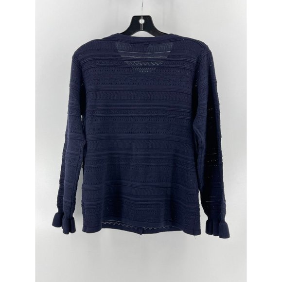 Melrose Chic Women's Black Crochet Knit Long Sleeve Cardigan Sweater Size Small - Picture 4 of 11